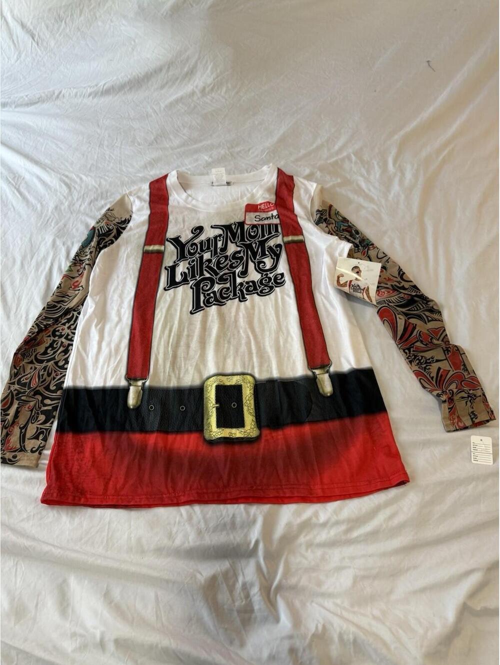 FAUX REAL Ugly Sweater Christmas Holiday-Themed Photorealistic Tshirt Men XL 154